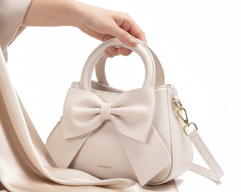 Lightweight, Portable Casual, Fashion Fashion Bow Decor Handbag, Women'S Double Handle Purse, Small Artificial Leather Crossbody Bag for Girls, Women, College Students, Rookies & White-Collar Workers for Fall, Winter Essential, for Work, Office, Commute, for Autumn & Winter, Best Mother'S Day Gift Ideas, Mother Day Gifts, Mom Gifts, Mommy'S Essentials, Mommy Bag for Going Out, Bow Purse for Women Valentines , Mum Gifts