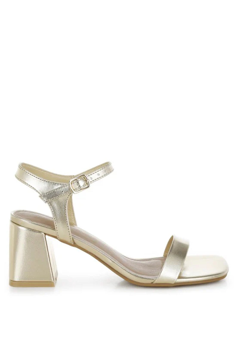 Kazara Metallic Faux Leather Block Heels