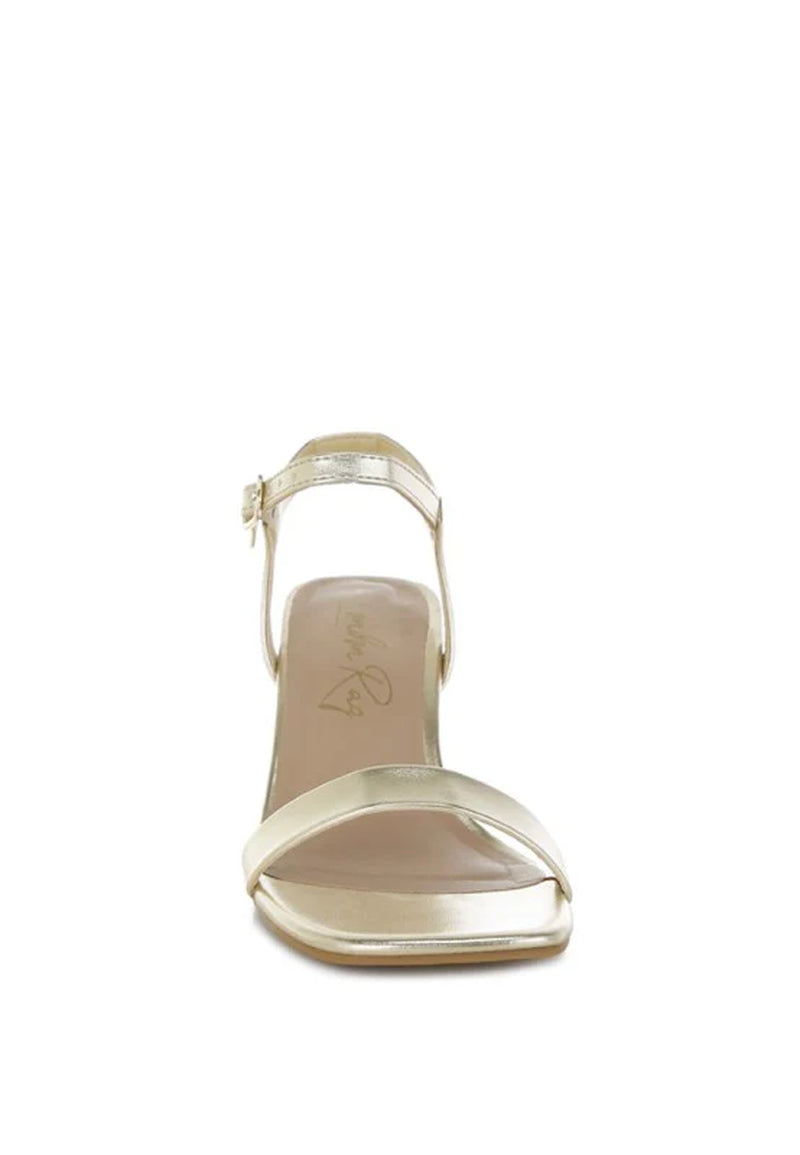 Kazara Metallic Faux Leather Block Heels