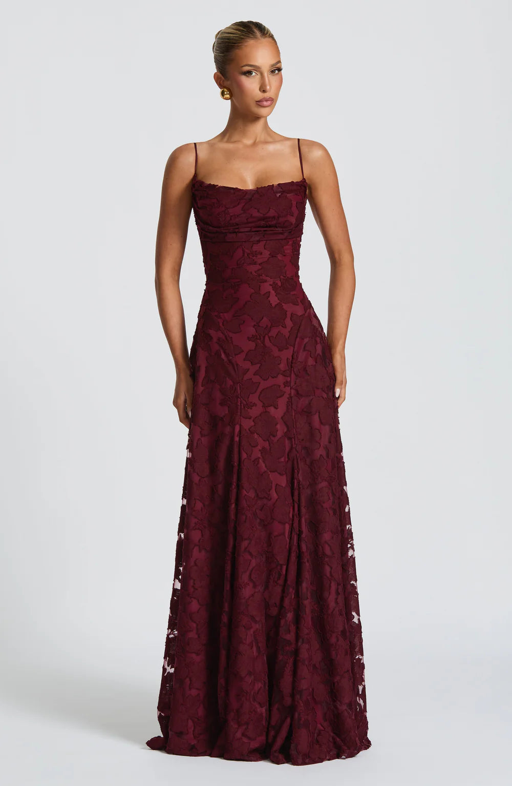 Sexy Backless Sleeveless Lace Pattern Long Dress, Plain Fitted Design, Elegant Formal Style, Formal Wear, Perfect for Parties and Events, Women'S Fashion