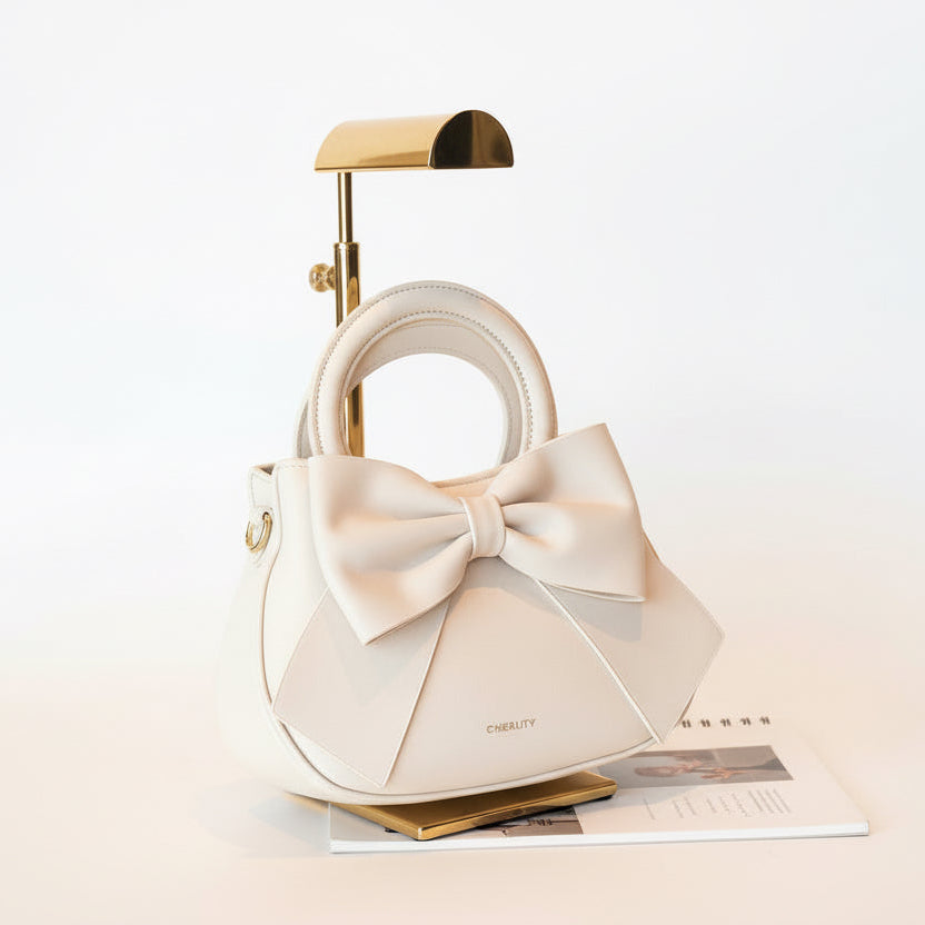 Lightweight, Portable Casual, Fashion Fashion Bow Decor Handbag, Women'S Double Handle Purse, Small Artificial Leather Crossbody Bag for Girls, Women, College Students, Rookies & White-Collar Workers for Fall, Winter Essential, for Work, Office, Commute, for Autumn & Winter, Best Mother'S Day Gift Ideas, Mother Day Gifts, Mom Gifts, Mommy'S Essentials, Mommy Bag for Going Out, Bow Purse for Women Valentines , Mum Gifts