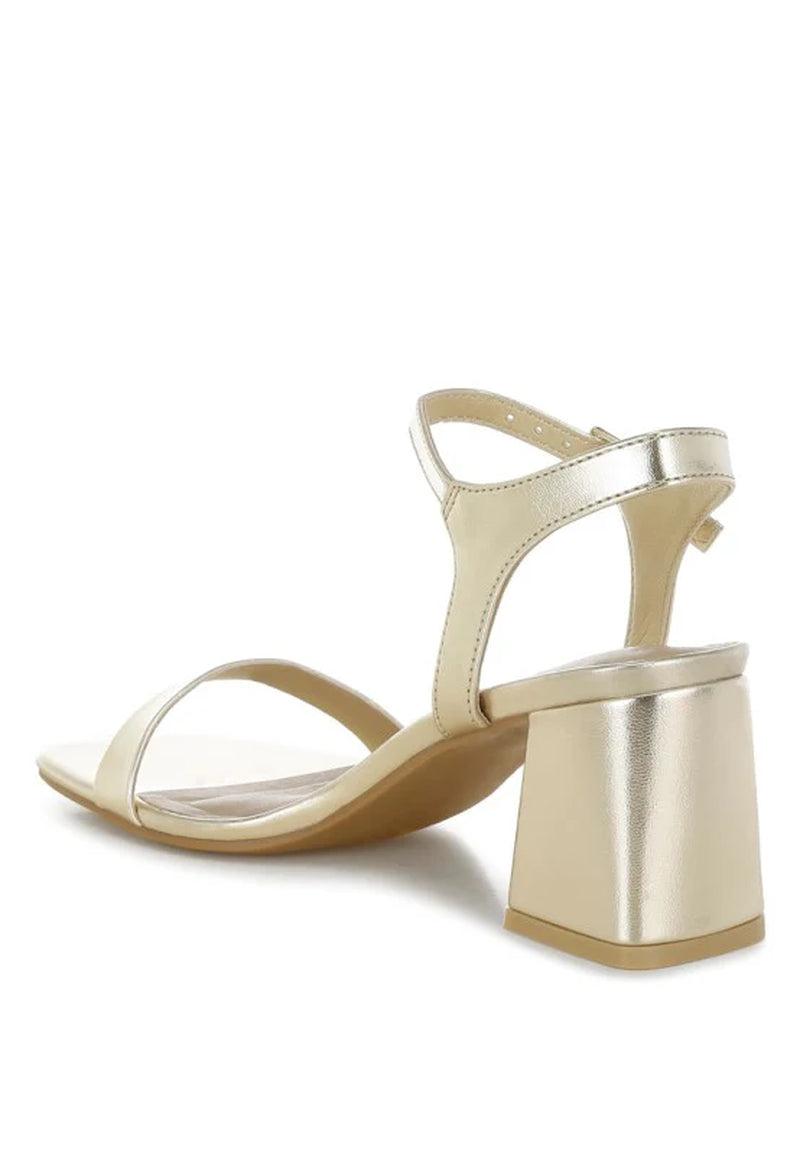Kazara Metallic Faux Leather Block Heels